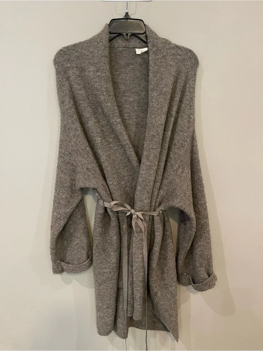 Anthropologie Moth Gray Wrap Cardigan with Tie Belt - Picture 1 of 6